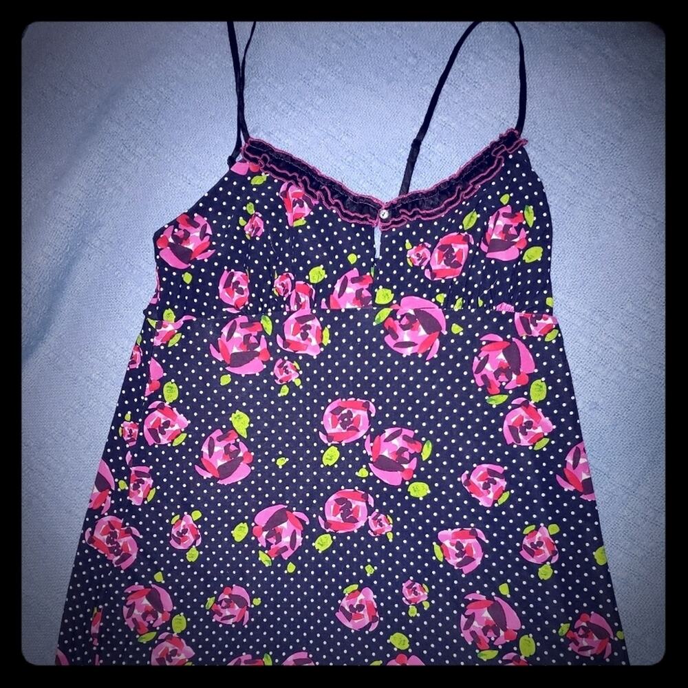 Black floral polka dot silky satin slip 🌉🌃🌌😴